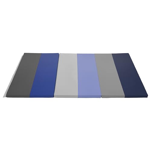 Factory Direct Partners SoftScape 4ft x 6ft Runway Tumbling Mat - Soft, Sturdy Foam, 3-Fold Exercise Mat - color: Navy/Powder Blue, size: 4 FT x 6 FT