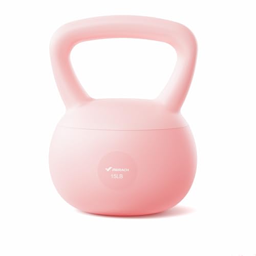 MERACH Soft Kettlebells, Strength Training Kettlebell with Wide Non-Slip Handle, Sea and Iron Sand Filled Kettle Bell with Soft-Sided Cushioned Base for Home Workouts, Ideal for Men, Women(15lb Pink/25lb Blue) - color: Pink 15lbs
