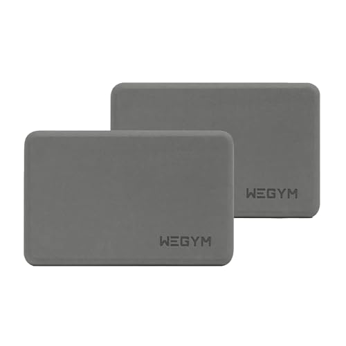 WeGym Yoga blocks with Anti-Slip, Comfortable Grip, Sturdy Sides for Secure Workouts at Home, for Yoga, and Pilate Training - color: Lava gray Set