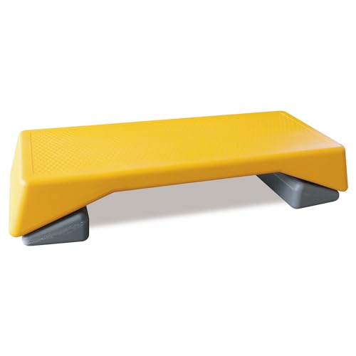 Prime Aerobics Step Platform Height-Adjustable Fitness Equipment Stepper Trainer Exercise Step Platform Sliding Lifting Pad - color: Yellow