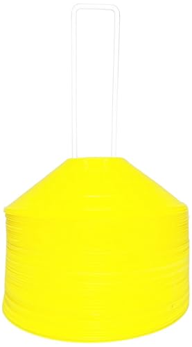 BlueDot Trading High Visibility Sports Cones for Agility Training, Soccer, Football, Field Cone Boundary Markers for Adults, 20-Pack, Yellow with Holder