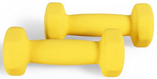 Fitvids Neoprene Dumbbell Hand Weights, Anti-Slip, Anti-roll, Hex Shape Colorful, Pair or Set with Stand - style: (2-Pound, Pair)