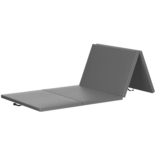 BalanceFrom 10x4 Feet 4-Panel Folding Gymnastics Mat – 2-Inch Thick Pad with Vinyl Surface and Carrying Handles for Tumbling, Yoga, Pilates, Home Workouts, and Martial Arts - color: Gray