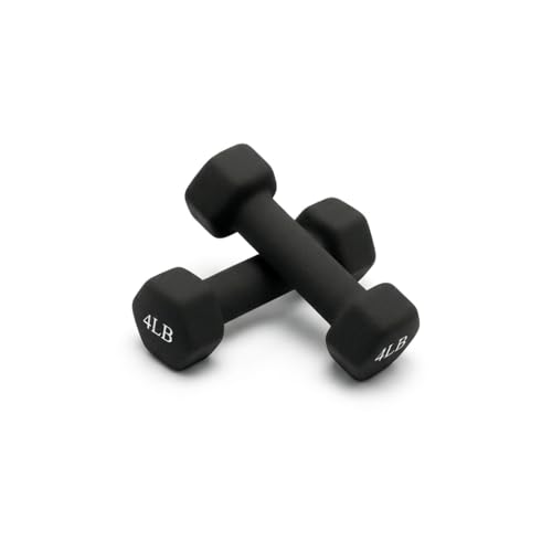 Portzon Dumbbells Neoprene with Non Slip Grip weight for Total Body Workout Exercise and Muscle Toning Compatible with of 2 Set,1-15 LB, Anti-Slip, Anti-roll, Hex Shape - color: Black, size: 04-Pound,Pair
