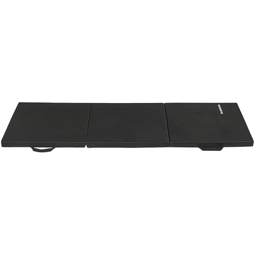 BalanceFrom 2-Pack 6x2 Feet 3-Panel Folding Gymnastics Mat, Black – 2-Inch Thick Pad with Vinyl Surface and Carrying Handles for Tumbling, Yoga, Pilates, Home Workouts, and Martial Arts