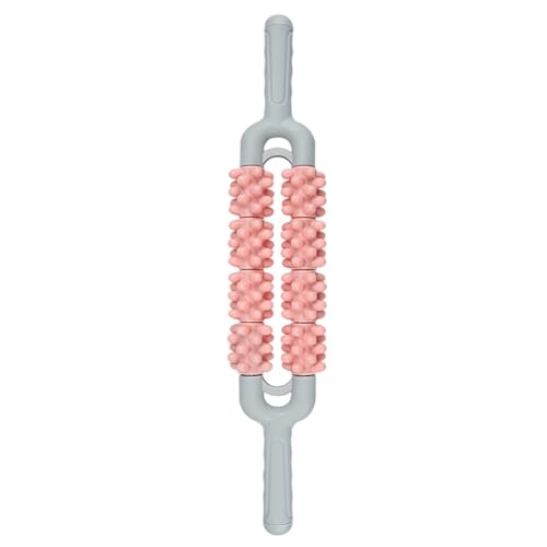 Muscle Roller Stick for Athletes, Leg Back Shoulder Double Row Massage Stick Deep Tissue Trigger Point & Myofascial Release Tool for Relief Muscle Soreness, Cramping & Tightness (Pink) - color: Pink