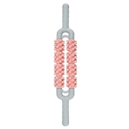 Muscle Roller Stick for Athletes, Leg Back Shoulder Double Row Massage Stick Deep Tissue Trigger Point & Myofascial Release Tool for Relief Muscle Soreness, Cramping & Tightness (Pink) - color: Pink