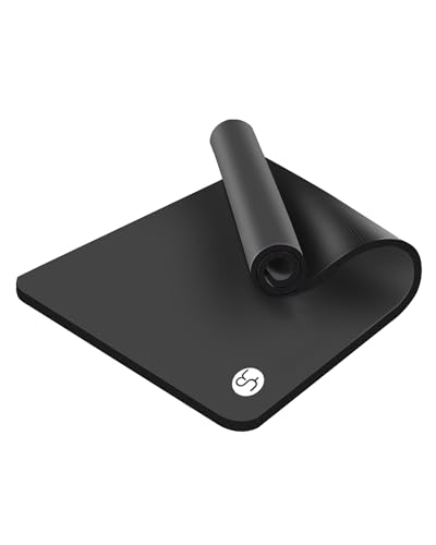 YR Large Yoga Mat for Men Thick Exercise Mat 76"x35" 15mm Foam Mat - color: Black