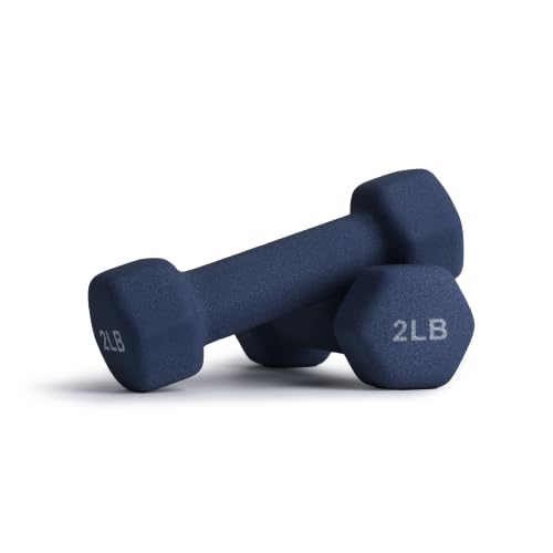 Portzon Dumbbells Neoprene with Non Slip Grip weight for Total Body Workout Exercise and Muscle Toning Compatible with of 2 Set,1-15 LB, Anti-Slip, Anti-roll, Hex Shape - color: Dark Slate Blue, size: 02-Pound,Pair
