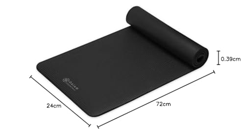 Gaiam Yoga Mat, Pilates & Exercise Mat, Thick Mat 2/5" (10mm) Workout Mat with Easy-Cinch Carrying Strap for Home & Gym Workouts - color: Black