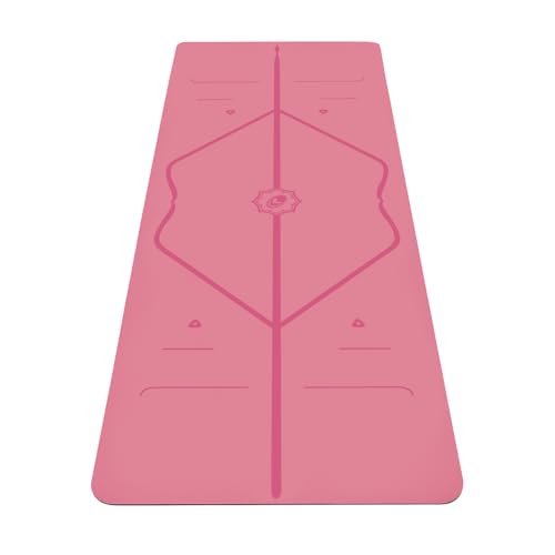 Liforme Original Yoga Mat – Free Yoga Bag Included - Patented Alignment System, Warrior-like Grip, Non-slip, Eco-friendly, sweat-resistant, long, wide, 4.2mm thick mat for comfort - color: Pink