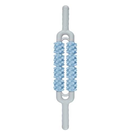 Muscle Roller Stick for Athletes, Leg Back Shoulder Double Row Massage Stick Deep Tissue Trigger Point & Myofascial Release Tool for Relief Muscle Soreness, Cramping & Tightness (Blue) - color: Blue