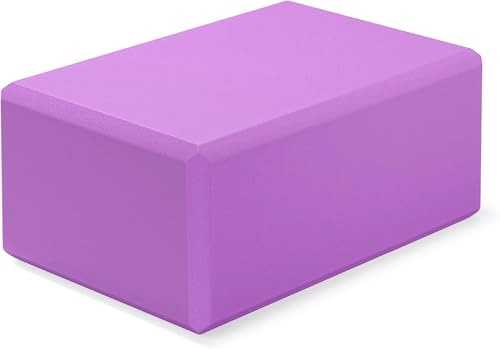 Large Foam Yoga Block 1 Pack, 9x6x4 Sturdy Pilates Block, Workout Block, Non Slip Surface Yoga Brick for Pilates Meditation, Stretching and Toning - color: Purple-