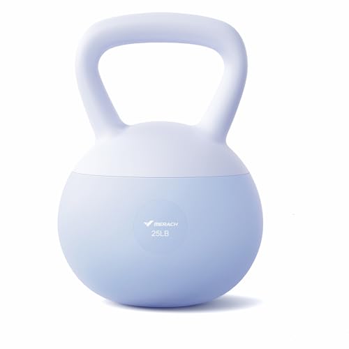 MERACH Soft Kettlebells, Strength Training Kettlebell with Wide Non-Slip Handle, Sea and Iron Sand Filled Kettle Bell with Soft-Sided Cushioned Base for Home Workouts, Ideal for Men, Women(15lb Pink/25lb Blue) - color: Baby blue 25 lbs