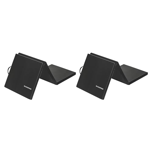 BalanceFrom 2-Pack 6x2 Feet 3-Panel Folding Gymnastics Mat, Black – 2-Inch Thick Pad with Vinyl Surface and Carrying Handles for Tumbling, Yoga, Pilates, Home Workouts, and Martial Arts