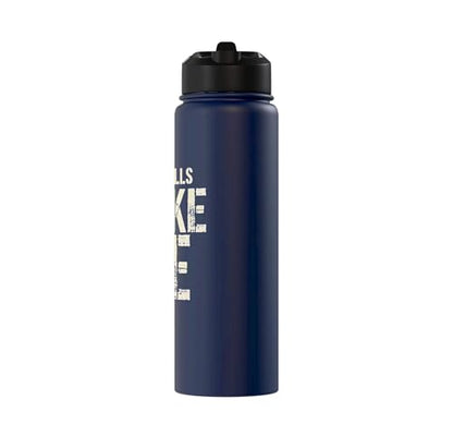 Wall Balls Broke Me Funny Functional Fitness Race Training Stainless Steel Insulated Water Bottle - color: Navy Blue