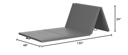 BalanceFrom 10x4 Feet 4-Panel Folding Gymnastics Mat – 2-Inch Thick Pad with Vinyl Surface and Carrying Handles for Tumbling, Yoga, Pilates, Home Workouts, and Martial Arts - color: Gray
