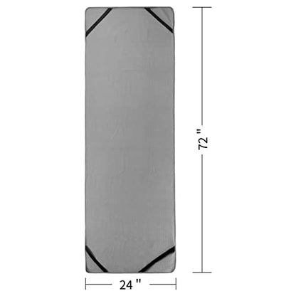 POLYTE Microfiber Hot Yoga Towel Mat with Non-Slip Silicone Grip and Secure Fit Elastic Straps, 24 x 72 in (Gray)