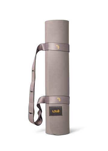 Lolë Pose Yoga Mat for Women with Strap Carrier | Non-Slip 5mm Thick Exercise Mat | Ideal for Hot Yoga & Pilates | PVC-Free & Sweat-Resistant - color: Black/pebble N760