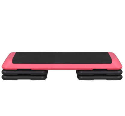 ZENY 43'' Exercise Aerobic Step Platform, Adjustable Fitness Stepper with 4 Stackable Risers, Aerobics Stepper Workout Stepper for Home Gym Cardio Strength & Training - color: Rose Pink