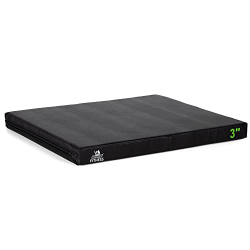 Champion Sports Foam Plyometric Box, Black - Durable Jump Boxes for Training with Handles, Hook and Loop Flaps - Stackable Plyo Box Jumps for Gym - Multiple Sizes - color: Single Box - 3" (Black)