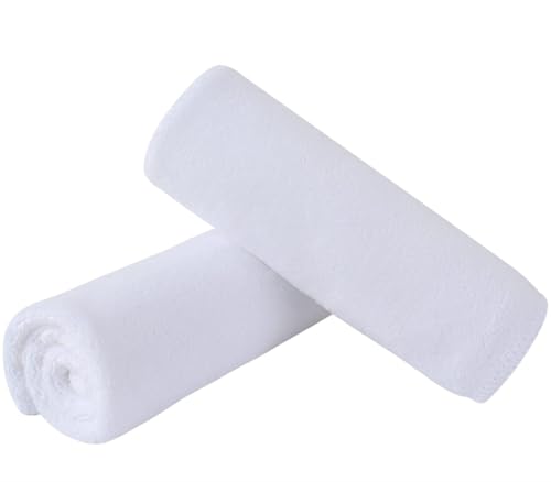 Microfiber Facial Cloths Fast Drying Washcloth 12inch x 12inch White 2 pack - color: White, size: 1 Count (Pack of 2)