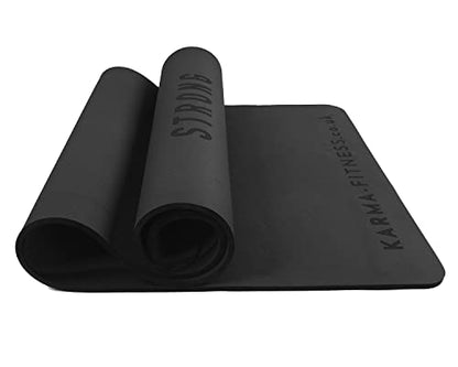 Large Exercise Mat – Extra Thick 10mm Workout Mat (72"x32") – Non-Slip TPE Yoga Mat for Women & Men – Pilates, HIIT, Fitness & Home Gym Mat – Includes Free Carry Bag - color: Black - Engraved