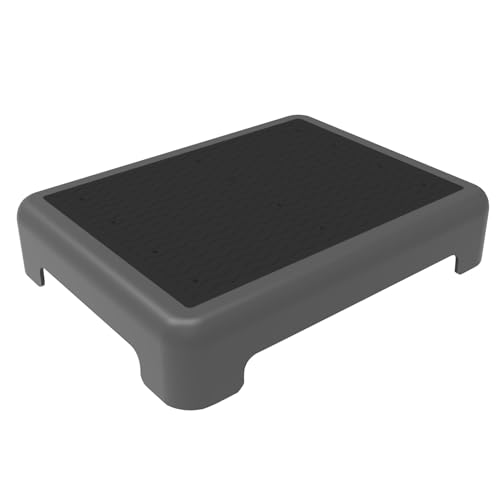 One Step Stool for Adults, Toddler Step Stools, 650 LBS Capacity Non-Slip Safety Step Platform for Elderly, Portable Stair Assist for Cars, Bedside, Kitchen, and Shower, Black Grey