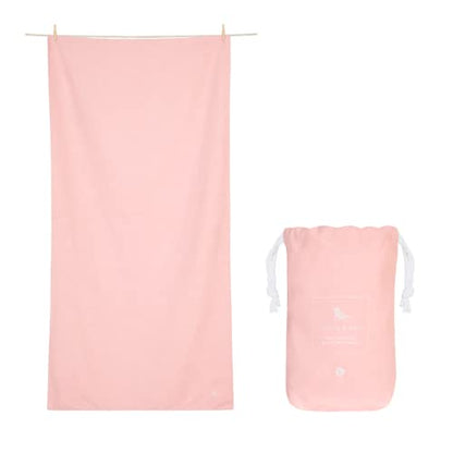 Dock & Bay Beach Towel - Quick Dry, Sand Free - Compact, Lightweight - 100% Recycled - Includes Bag - Essential - Pink, Large (160x90cm, 63x35) - color: Essential - Pink, size: Large (160x90cm, 63x35")