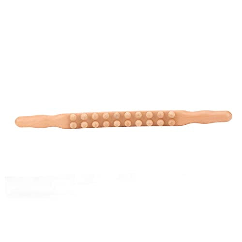 Beech Roller Stick With Double Row 20 Beads Versatile Double Sided Roller Stick for Relaxation Tension Relief Ideal for Sports Recovery And Self Care