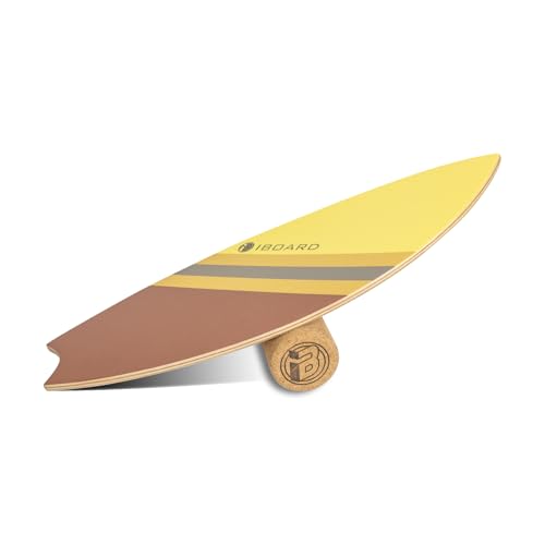 Premium Balance Board Trainer With Rollers - 10 Layer Wooden Exercise Non-slip Surface Fish Tail for Surfing, Paddle, Yoga, Training