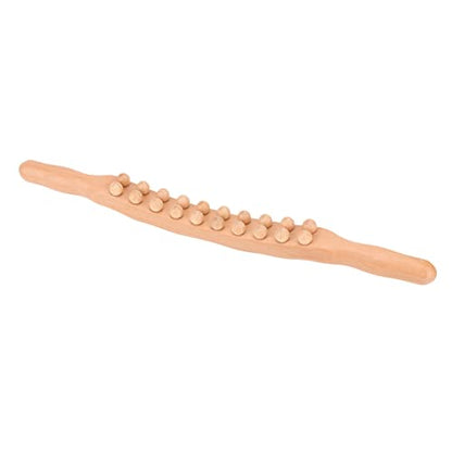 Beech Roller Stick With Double Row 20 Beads Versatile Double Sided Roller Stick for Relaxation Tension Relief Ideal for Sports Recovery And Self Care