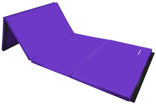 BalanceFrom 6x4 Feet 4-Panel Folding Gymnastics Mat – 2-Inch Thick Pad with Vinyl Surface and Carrying Handles for Tumbling, Yoga, Pilates, Home Workouts, and Martial Arts