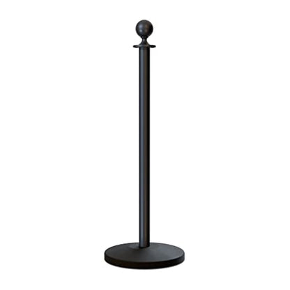 Cline Post and Rope Stanchion Set - Elegant Black Design with Sloped Base and Ball Top - Includes (2) Posts