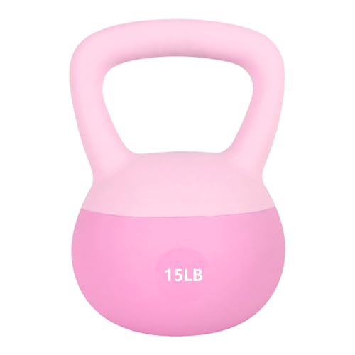 Leikefitness Soft Kettlebells,Sand Filled Weights for Women and Men,Color Coded Anti Slip Soft Kettlebells,Home workout - color: PINK, size: 15 pounds