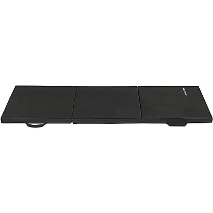 BalanceFrom 6x2 Feet 3-Panel Folding Gymnastics Mat – 2-Inch Thick Pad with Vinyl Surface and Carrying Handles for Tumbling, Yoga, Pilates, Home Workouts, and Martial Arts - color: Black