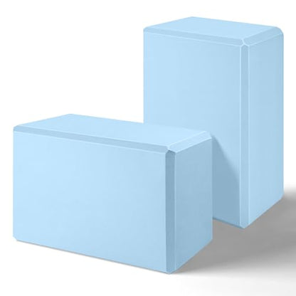 Yoga Blocks 2 Pack 3x6x9IN Foam Block Supportive Latex-Free with Beveled Edges, Non-Slip Exercise Blocks for Pilates, Meditation, Balance, Stretching and Deep Poses
