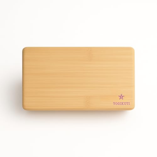 Yogikuti Bamboo Yoga Block | Premium Natural Wooden Support Block for Iyengar Yoga, Pilates & Stretching | Eco-Friendly, Non-Slip, Lightweight & Durable Yoga Prop for Balance, Flexibility & Alignment