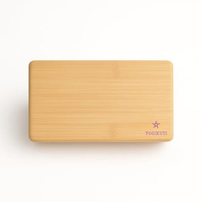Yogikuti Bamboo Yoga Block | Premium Natural Wooden Support Block for Iyengar Yoga, Pilates & Stretching | Eco-Friendly, Non-Slip, Lightweight & Durable Yoga Prop for Balance, Flexibility & Alignment