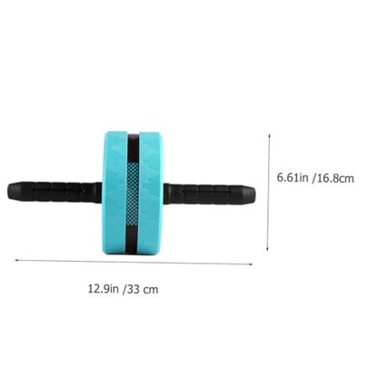 Ab Roller Wheel with Knee Pad and Jump Rope Silent Core Trainer for Abdominal Exercise Safe Non-slip Handles Portable Gym Equipment for Men and Beginners Blue and Black