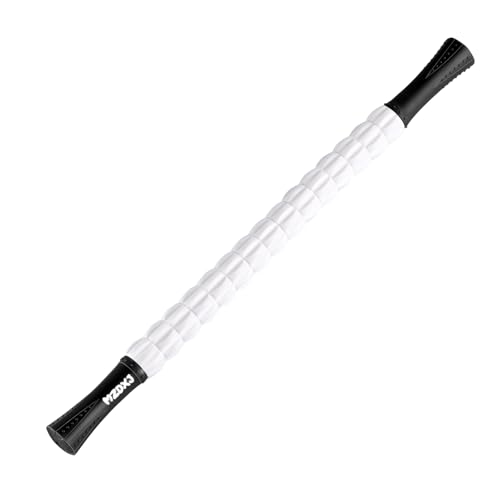 Muscle Roller Massage Roller Stick- Deep Tissue Fascia Blaster for Myofascial Pain Relief, Lymphatic Drainage & Body Sculpting, Handheld Physical Therapy & Recovery Tool (Black White-24 inch) - color: Black White