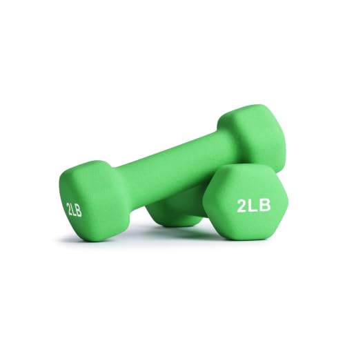 Portzon Dumbbells Neoprene with Non Slip Grip weight for Total Body Workout Exercise and Muscle Toning Compatible with of 2 Set,1-15 LB, Anti-Slip, Anti-roll, Hex Shape - color: Dark Green, size: 02-Pound,Pair