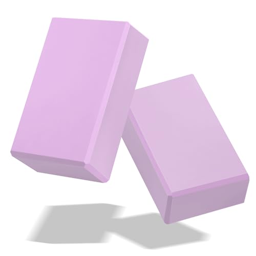 Yoga Blocks 2 Pack 3x6x9IN Foam Block Supportive Latex-Free with Stretch Band, Non-Slip Exercise Blocks for Pilates, Meditation, Balance, Stretching and Deep Poses - color: 2PACK-Lilac
