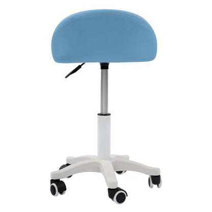 Beauty Salon Chair, Height Adjustable Rolling Swivel Salon Stool, Ergonomic Swivel Seat with Low Backrest and Wheels, Office Drafting Chair for Hair Salon, Spa Center, Embroidery Studio (Blue)