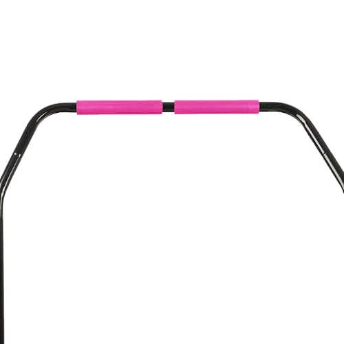 Foldable Mini Trampoline Home Gym Fitness Rebounder with 5 Level Adjustable Handle, Supportive 440 lb Capacity Workout Equipment, 40", Pink