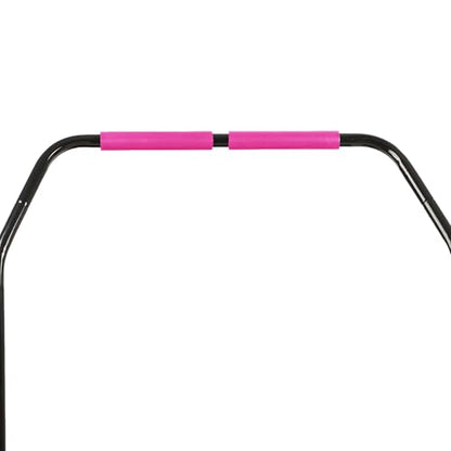 Foldable Mini Trampoline Home Gym Fitness Rebounder with 5 Level Adjustable Handle, Supportive 440 lb Capacity Workout Equipment, 40", Pink