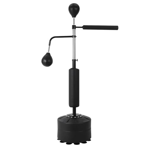 3-in-1 Freestanding Boxing Speed Trainer Set – Adjustable Height Punching Bag, Dual Speed Balls, 360° Bounce Spinning Bar, Gloves Included – Home Gym Equipment for Adults