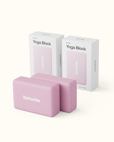 BetterMe Yoga Blocks Set of 2 – High Density Foam Yoga Blocks for Stretching, Pilates & Workouts – Lightweight Non-Slip Exercise Blocks for Flexibility & Balance