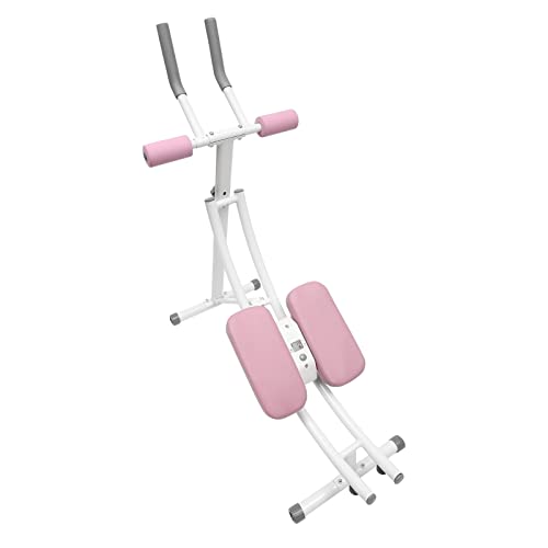 Abdominal Trainers,Ab Workout Equipment, Ab Machine with Height Adjustable,Foldable Abdominal Exercise Machine with LED Display - color: Pink-1