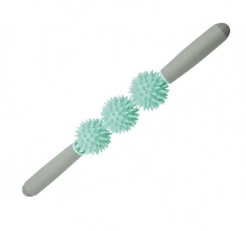 Pressure Point Muscle Roller Massage Stick, Roller with Three independently Spiked Ball, Acupressure Roller